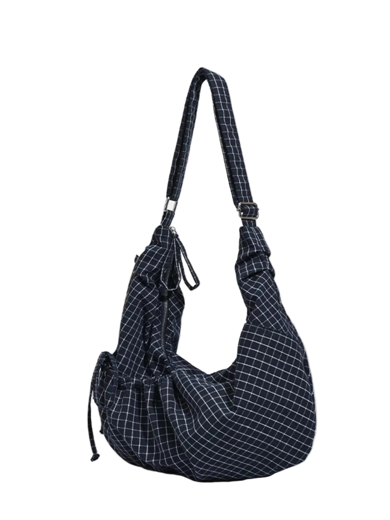 Plaid Pattern Ruched Shoulder Bag - cas7m
