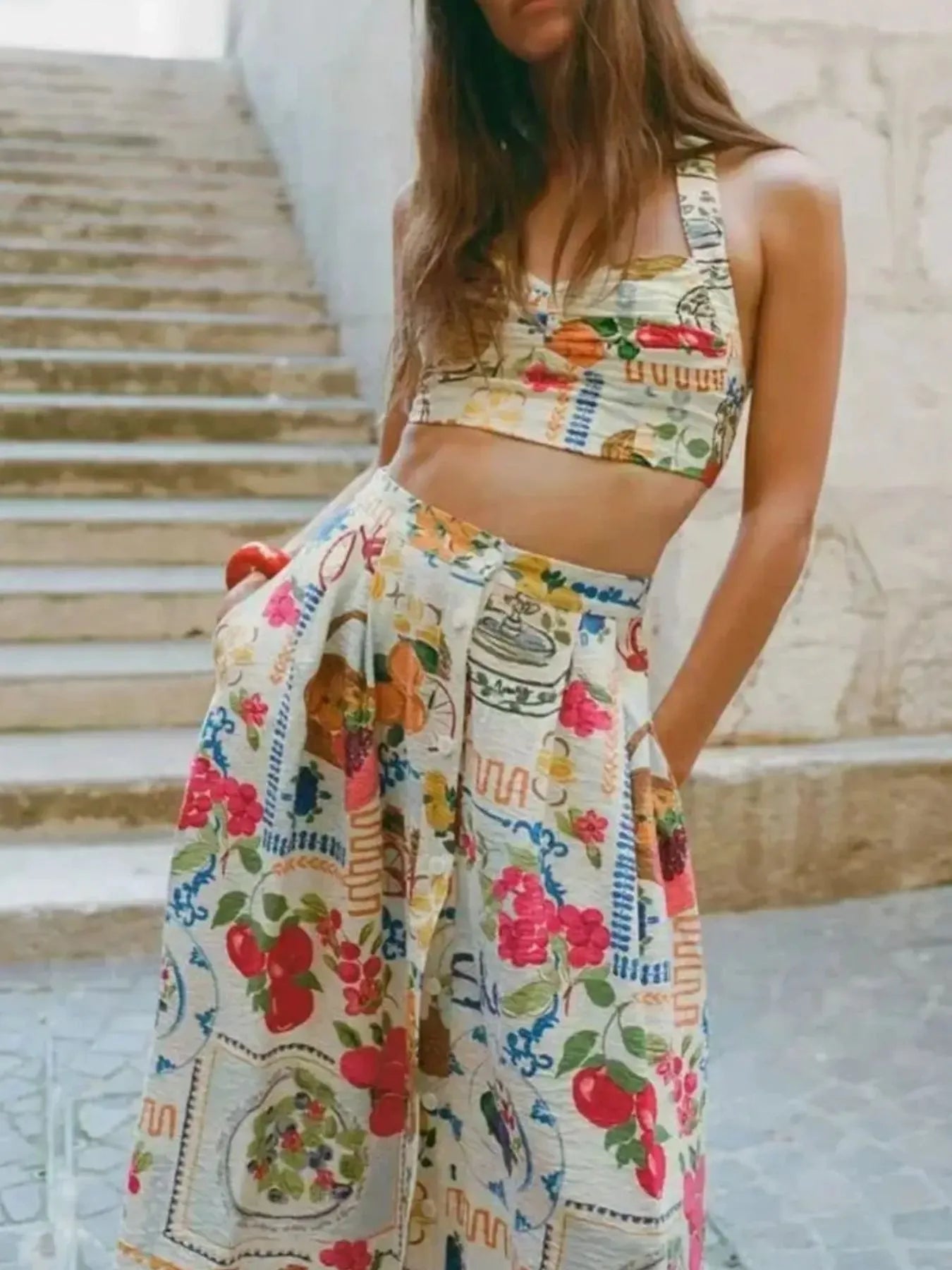 Printed Cami and Skirt Set - cas7m