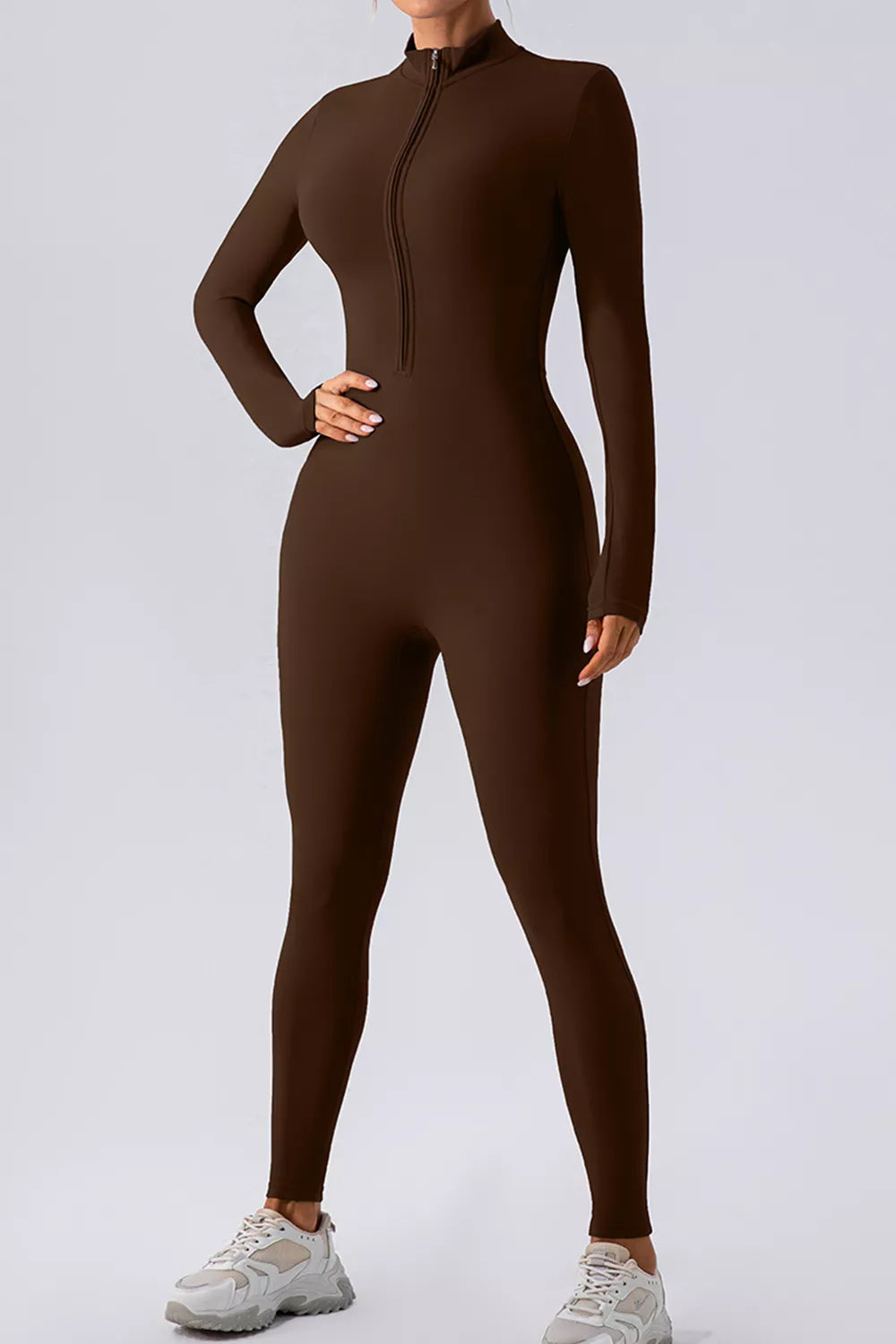 Half Zip Mock Neck Active Jumpsuit - cas7m