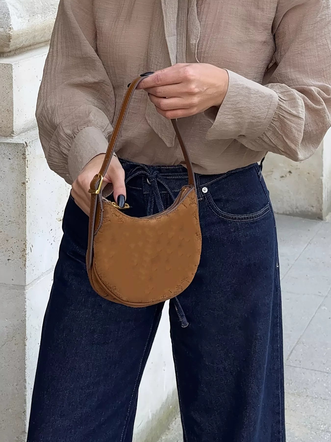 Tied Loose Fit Flare Jeans - cas7m