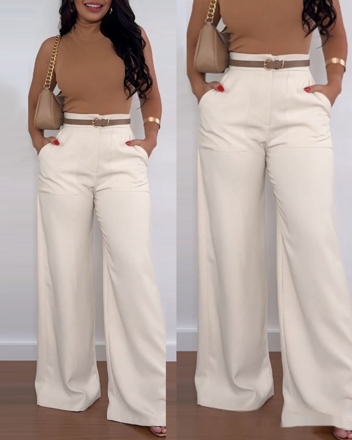 Solid Color BASIC Versatile Casual Flared Pants - cas7m