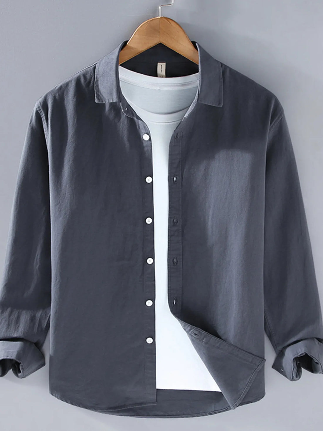 Men's Plus Size Button Up Long Sleeve Shirt - cas7m