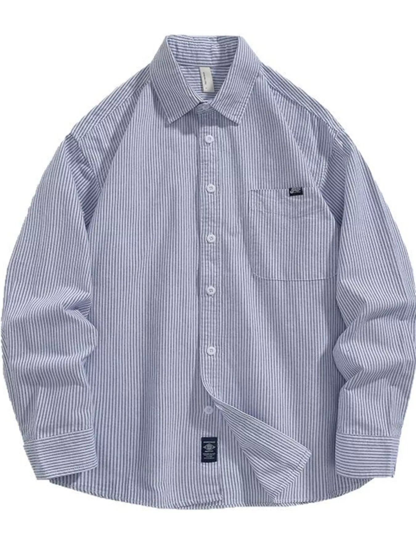 Men's Plus Size Striped Button Up Long Sleeve Shirt - cas7m