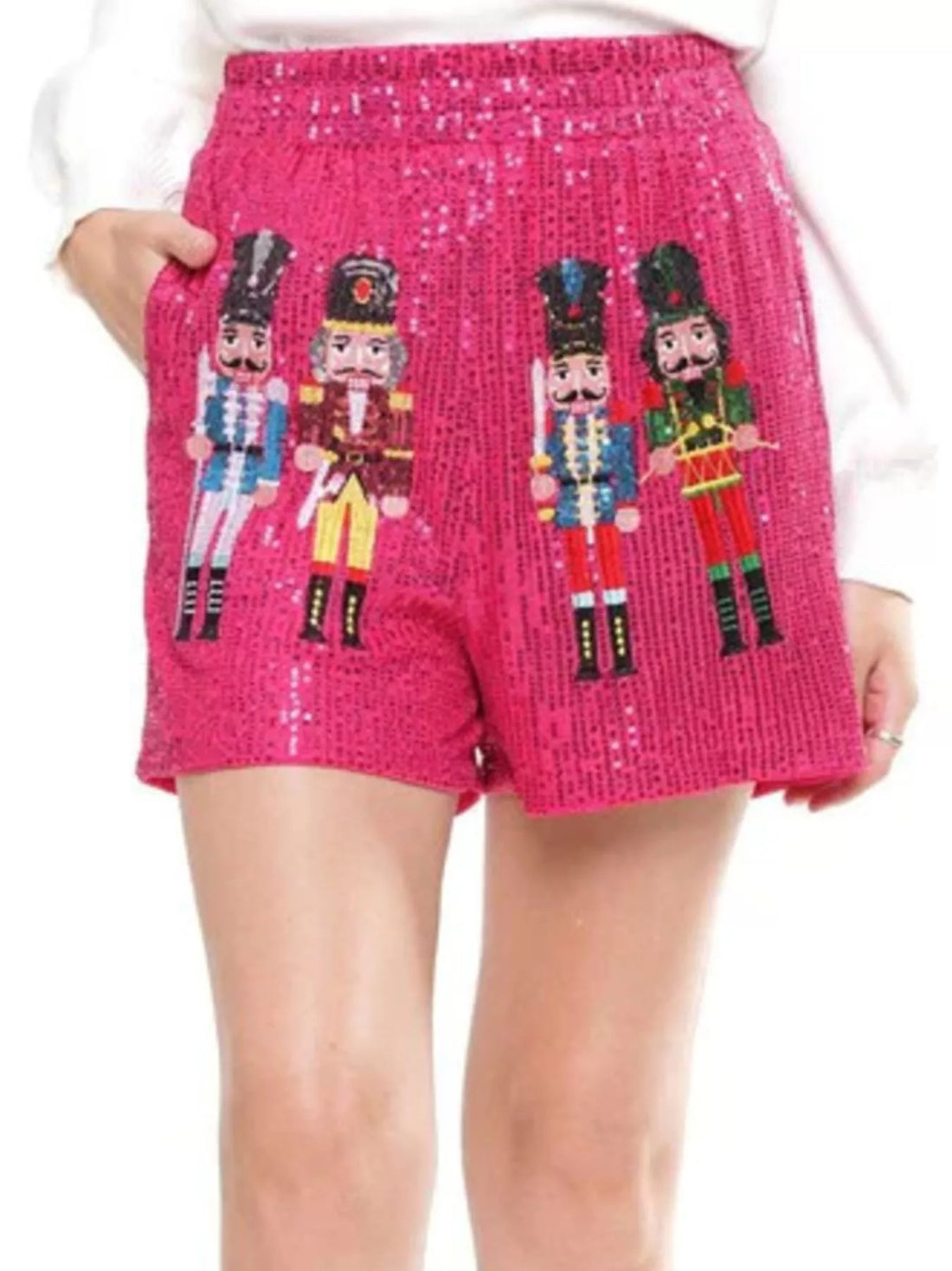 Christmas Sequined Nutcracker Shorts - cas7m