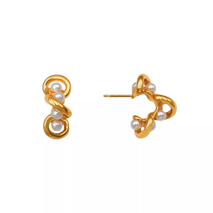 18K Gold-Plated Pearl Earrings - cas7m