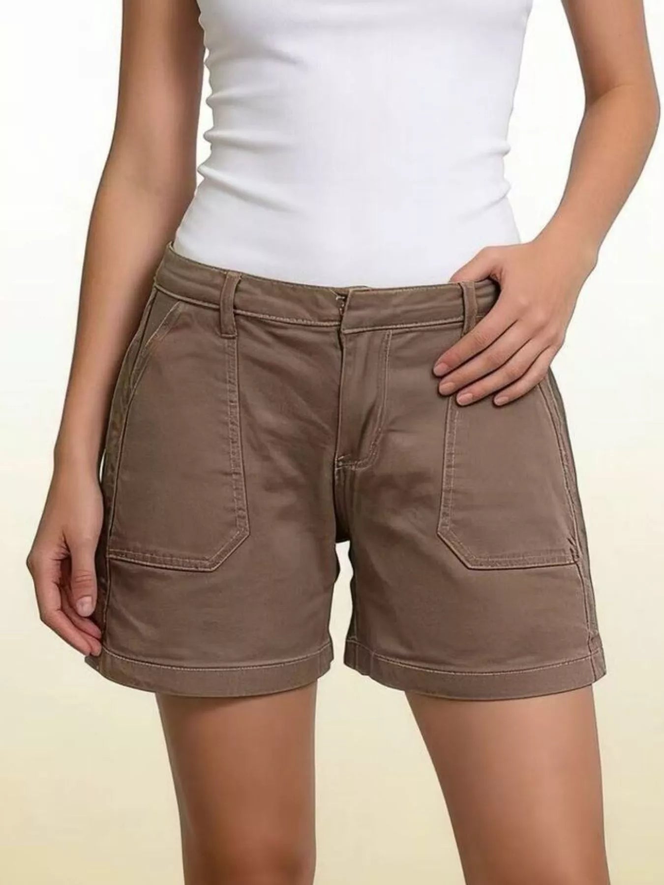 Pocketed Denim Shorts - cas7m