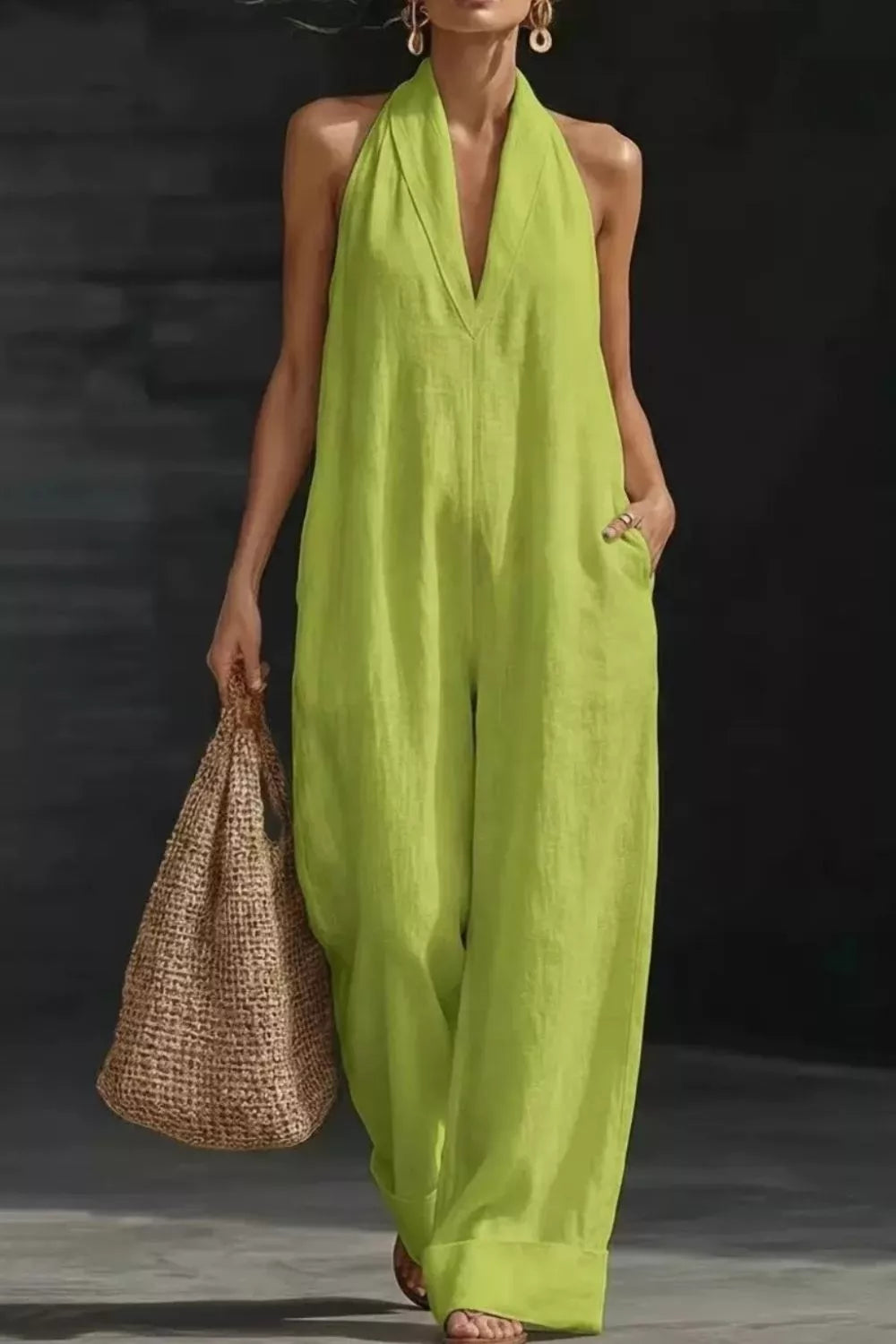 CozyPocket Polyester Dress - Easy Care & Stylish Comfort - cas7m