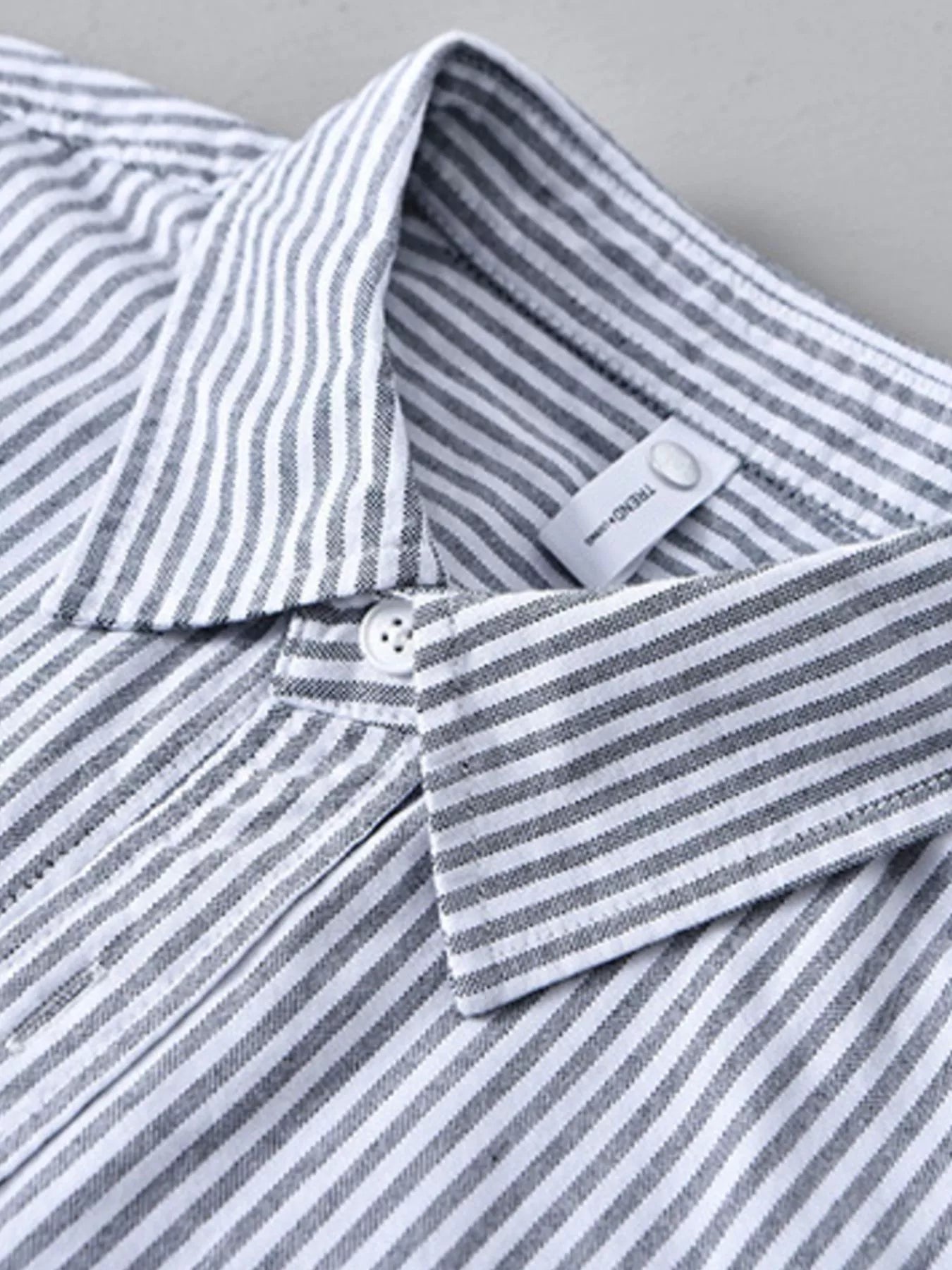 Men's Plus Size Striped Casual Long Sleeve Shirt - cas7m