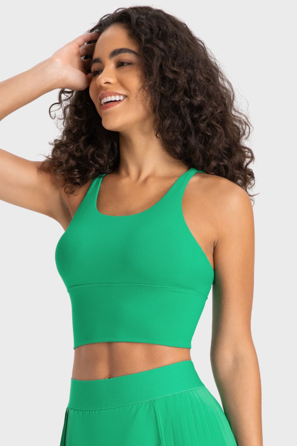 Sporty Yoga Cutout Crisscross Top with Removable Padding - cas7m
