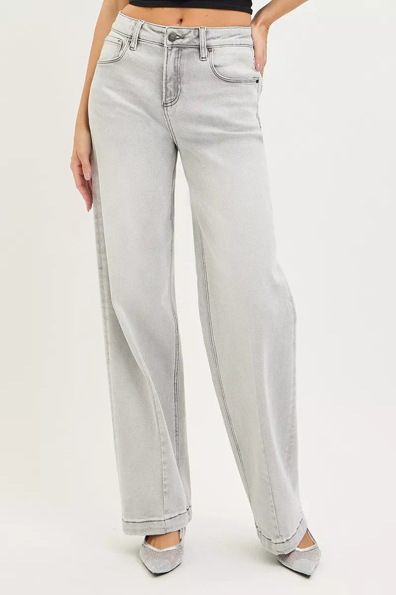 RISEN Slouchy Baggy Jeans with Contrast Stitching - cas7m