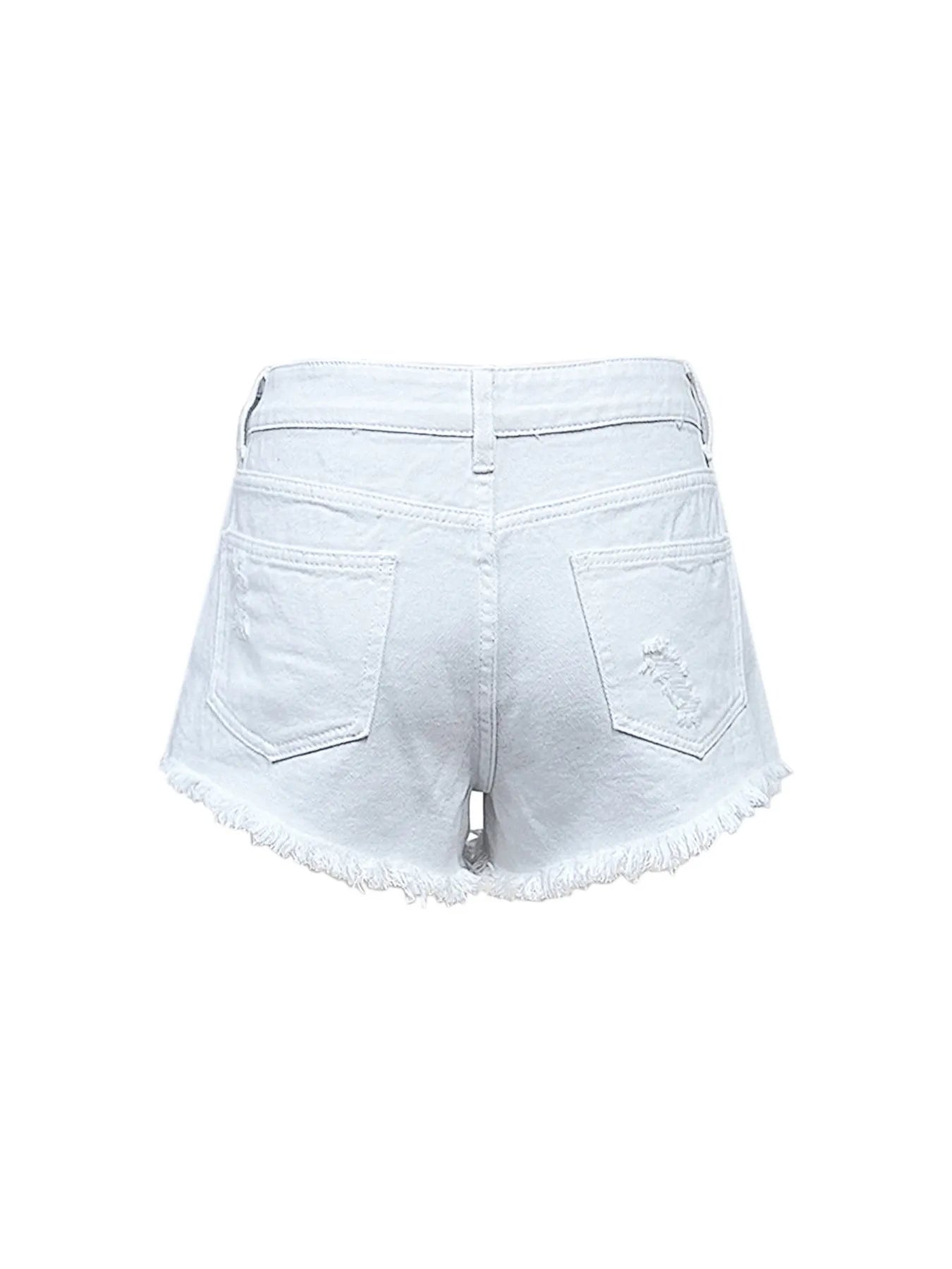 Raw Hem High Waist Denim Shorts - cas7m
