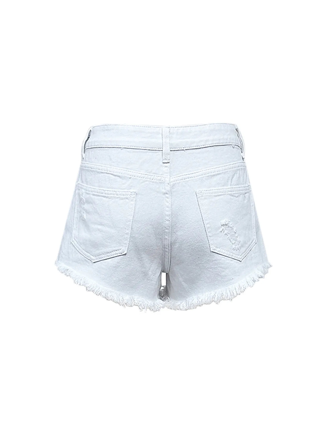 Raw Hem High Waist Denim Shorts - cas7m