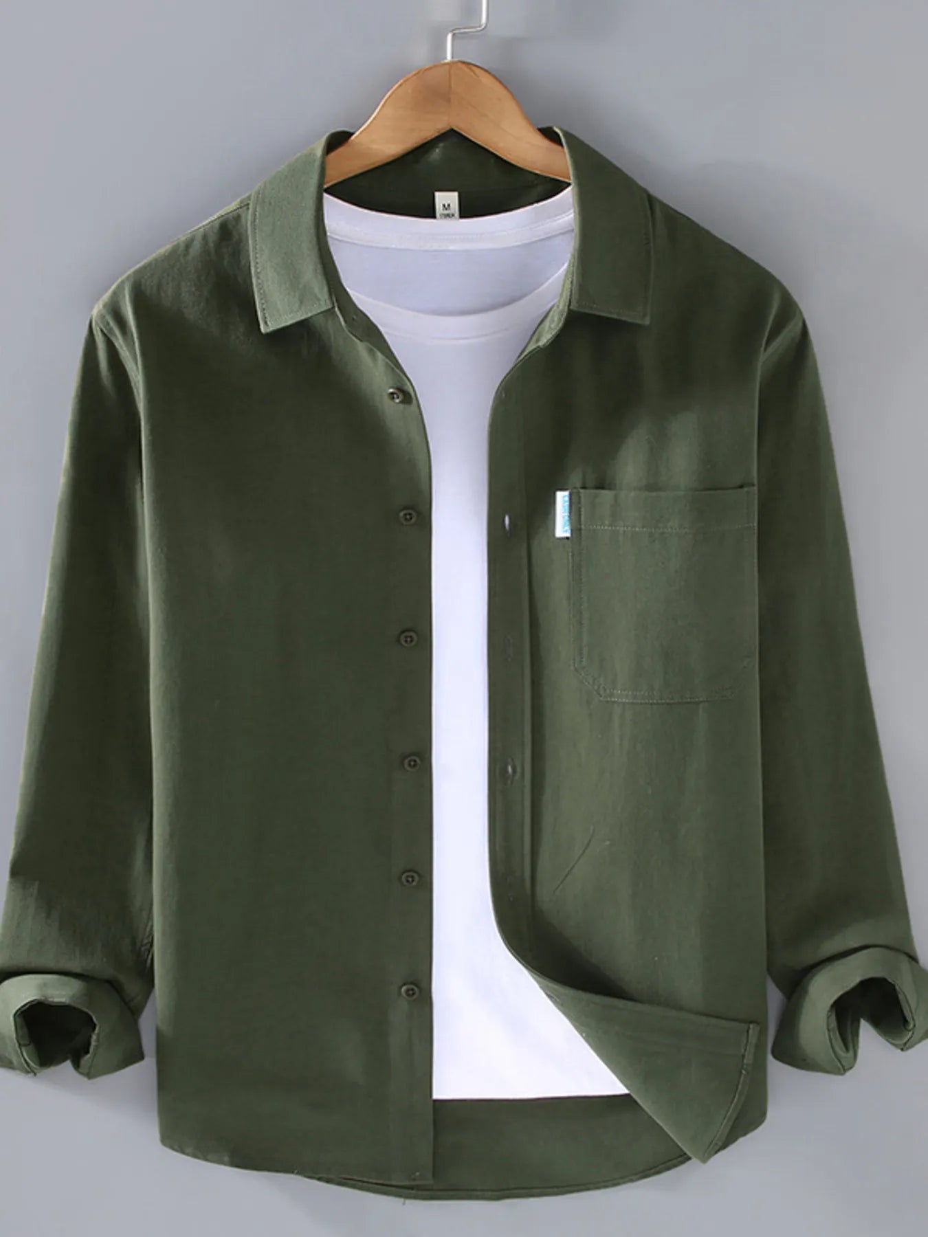 Men's Plus Size Long Sleeve Button-Up Shirt - cas7m