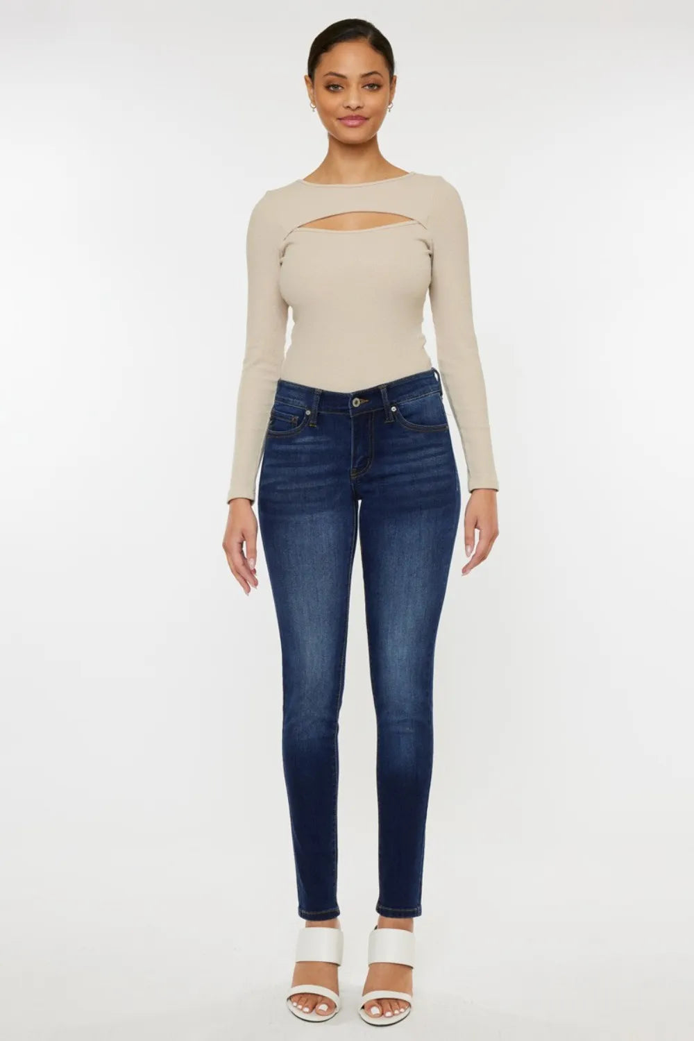 Kancan Mid Rise Gradient Skinny Jeans - cas7m