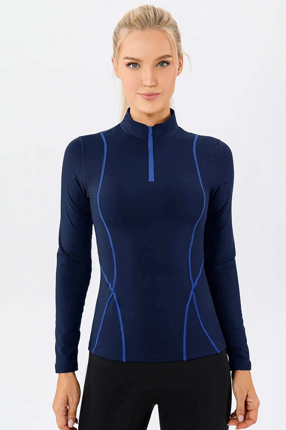 Mock Neck Quarter Zip Active T-Shirt - cas7m