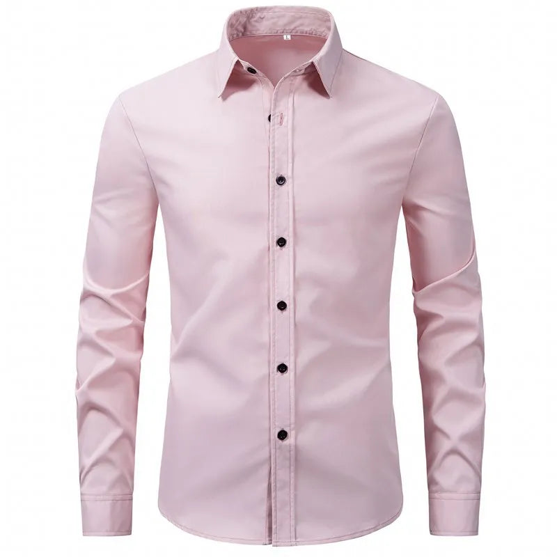Men's Plus Size Button Up Long Sleeve Shirt - cas7m