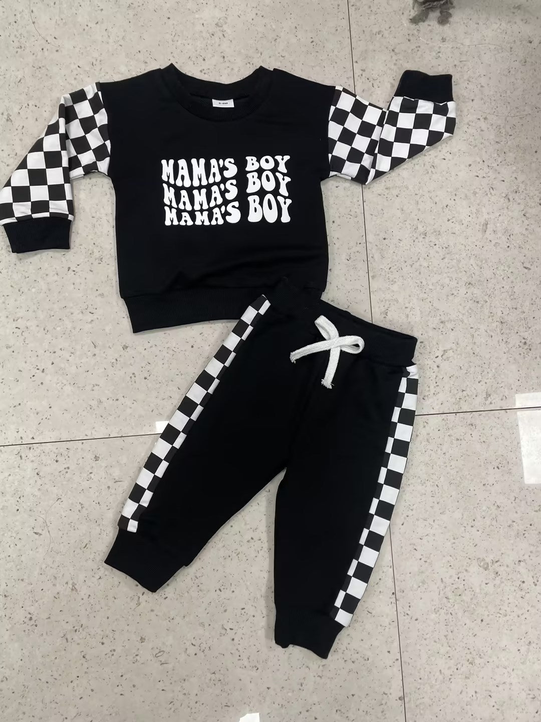 Children Plaid Printed Long-sleeve Sweater Set - cas7m
