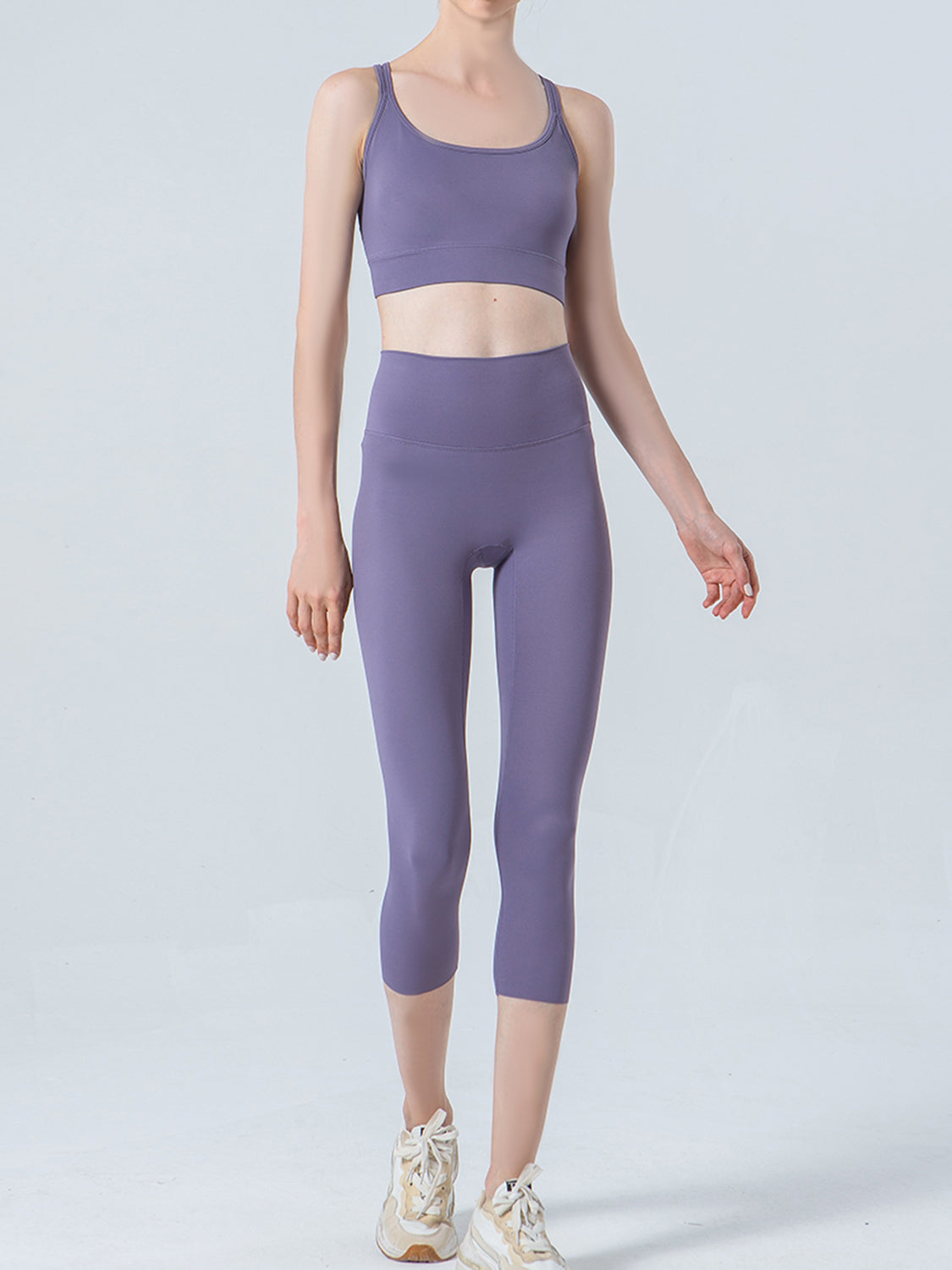 Wide Waistband Cropped Sports Leggings - cas7m