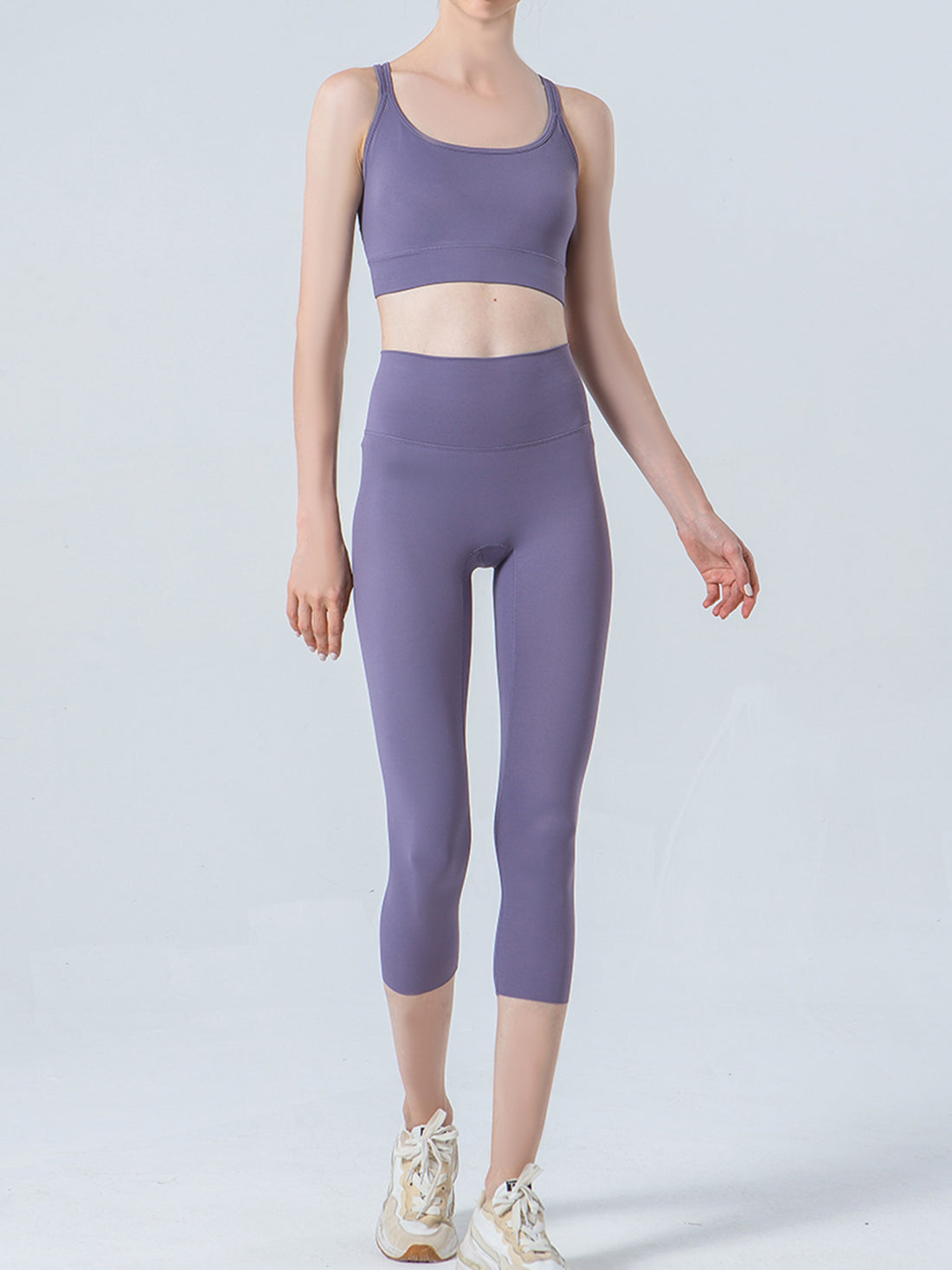 Wide Waistband Cropped Sports Leggings - cas7m