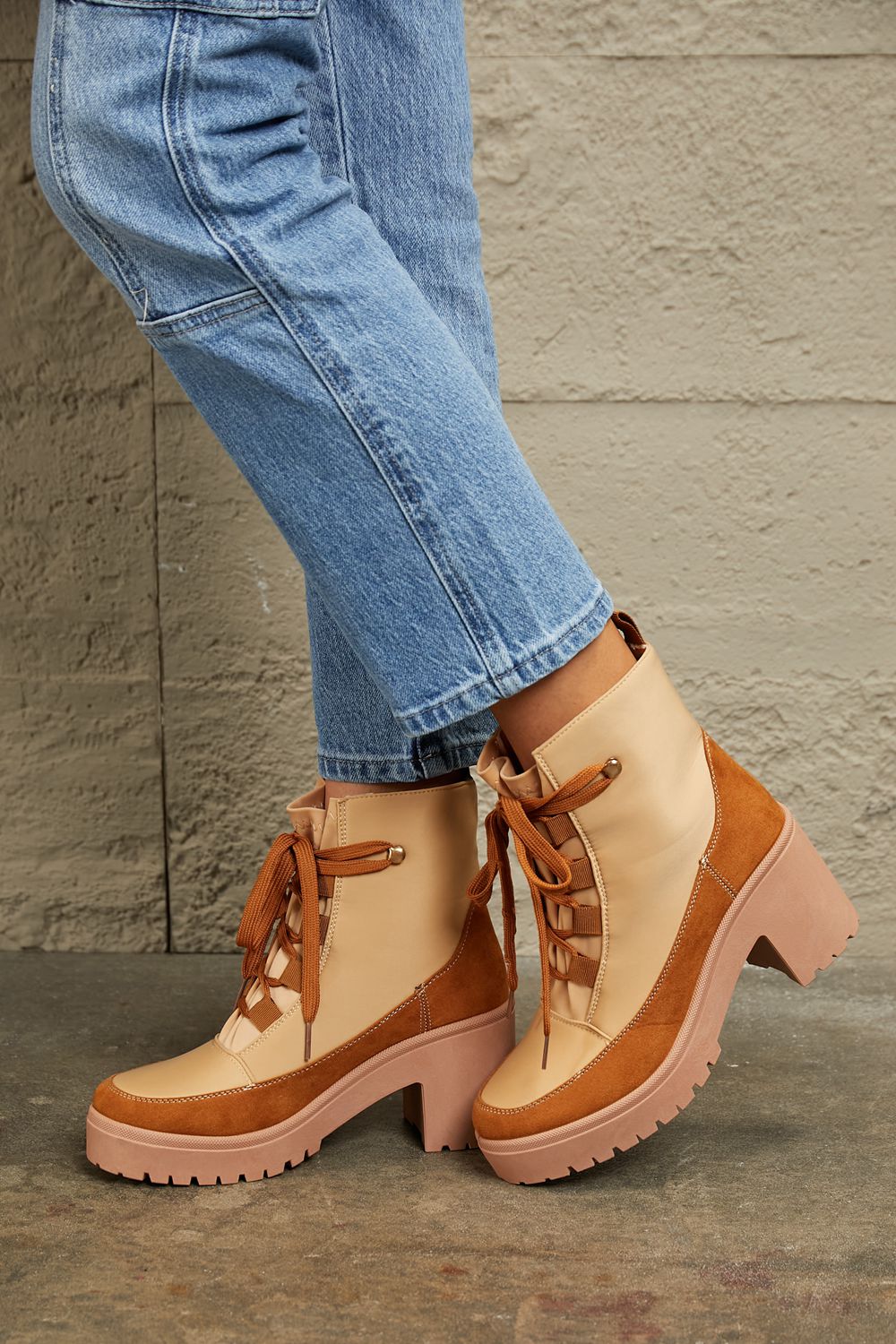 East Lion Corp Lace Up Lug Booties - cas7m