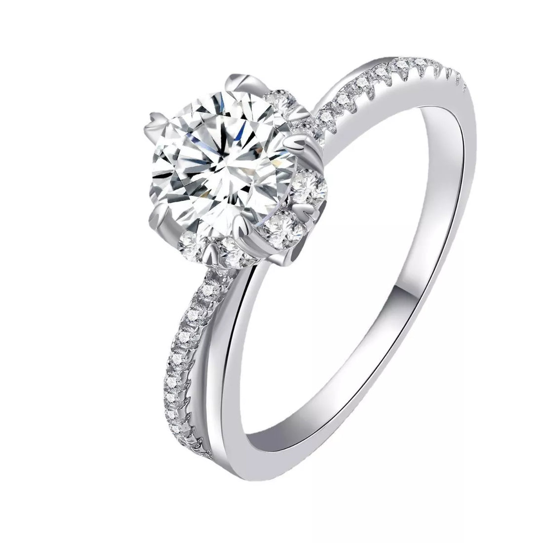 1 Carat 925 Sterling Silver Moissanite Ring - cas7m