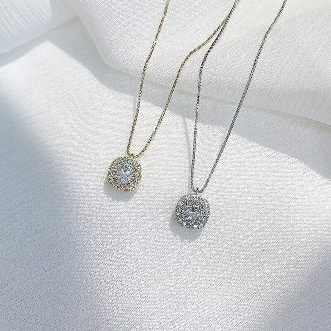 925 Sterling Silver Zircon Pendant Necklace - cas7m