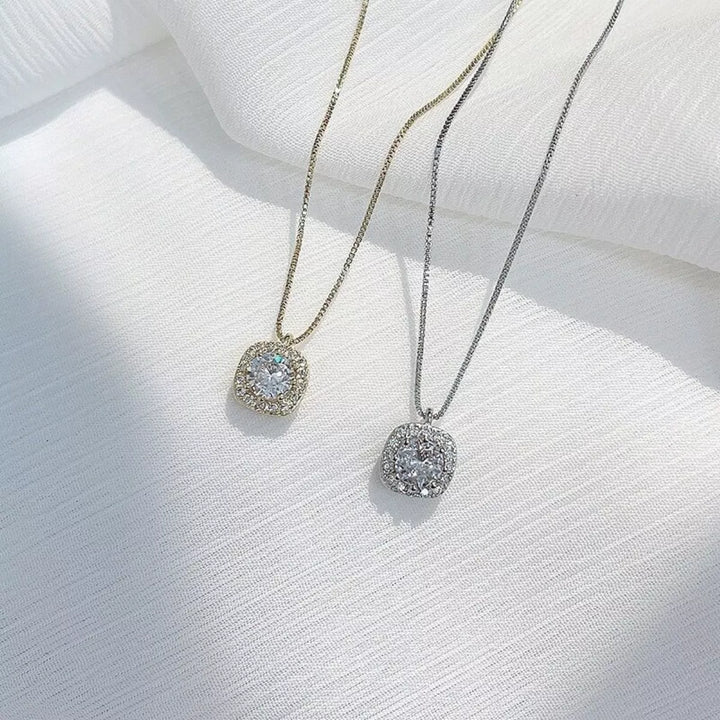 925 Sterling Silver Zircon Pendant Necklace - cas7m