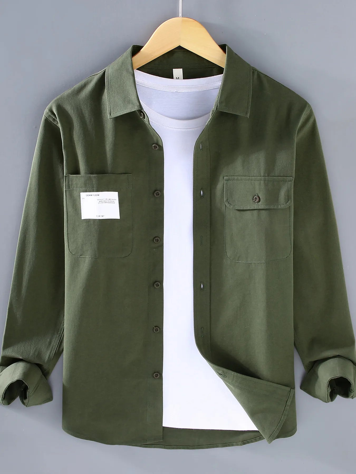 Men's Plus Size Button Up Long Sleeve Shirt - cas7m