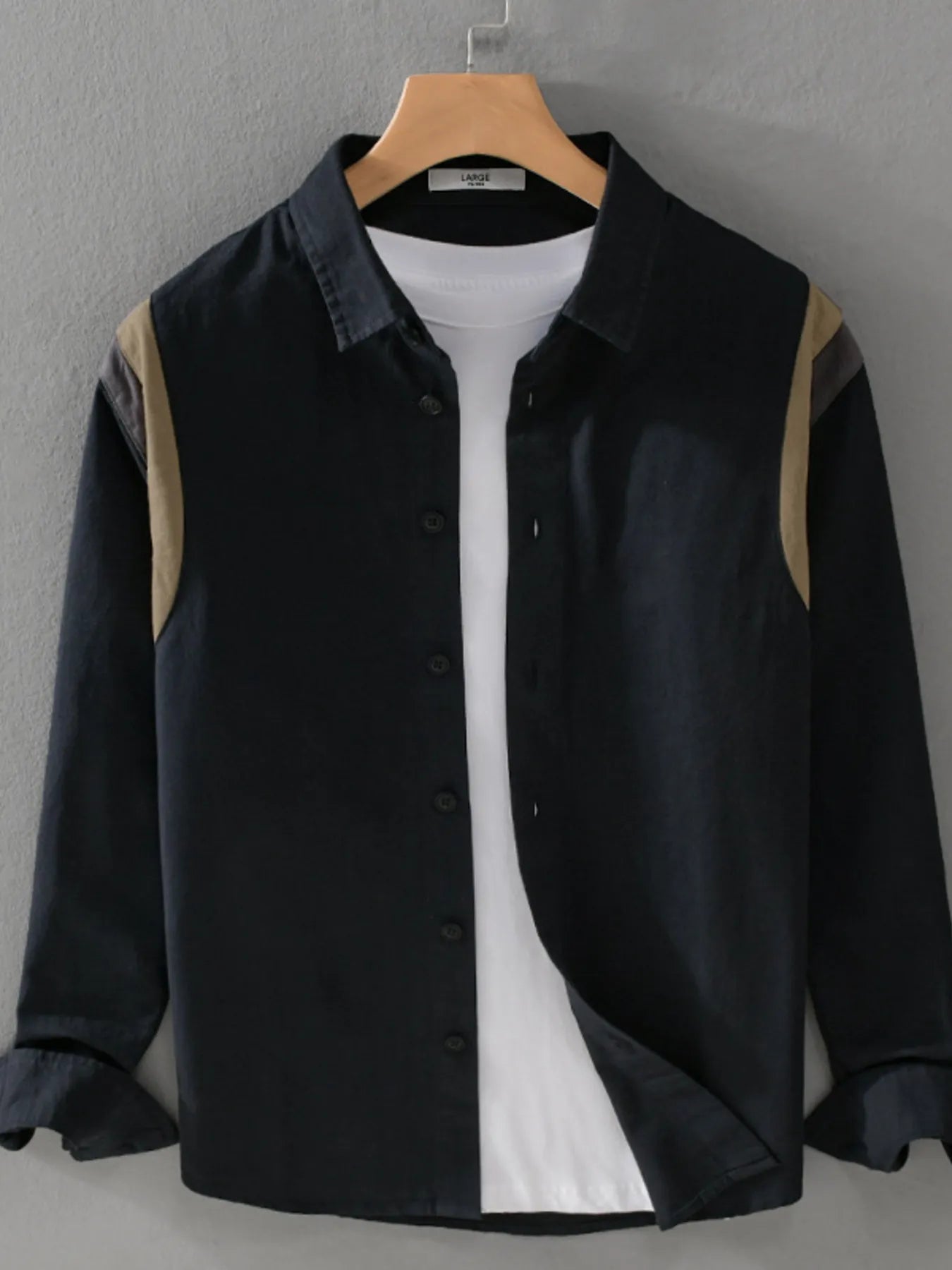 Men's Plus Size Button-Up Long Sleeve Shirt - cas7m