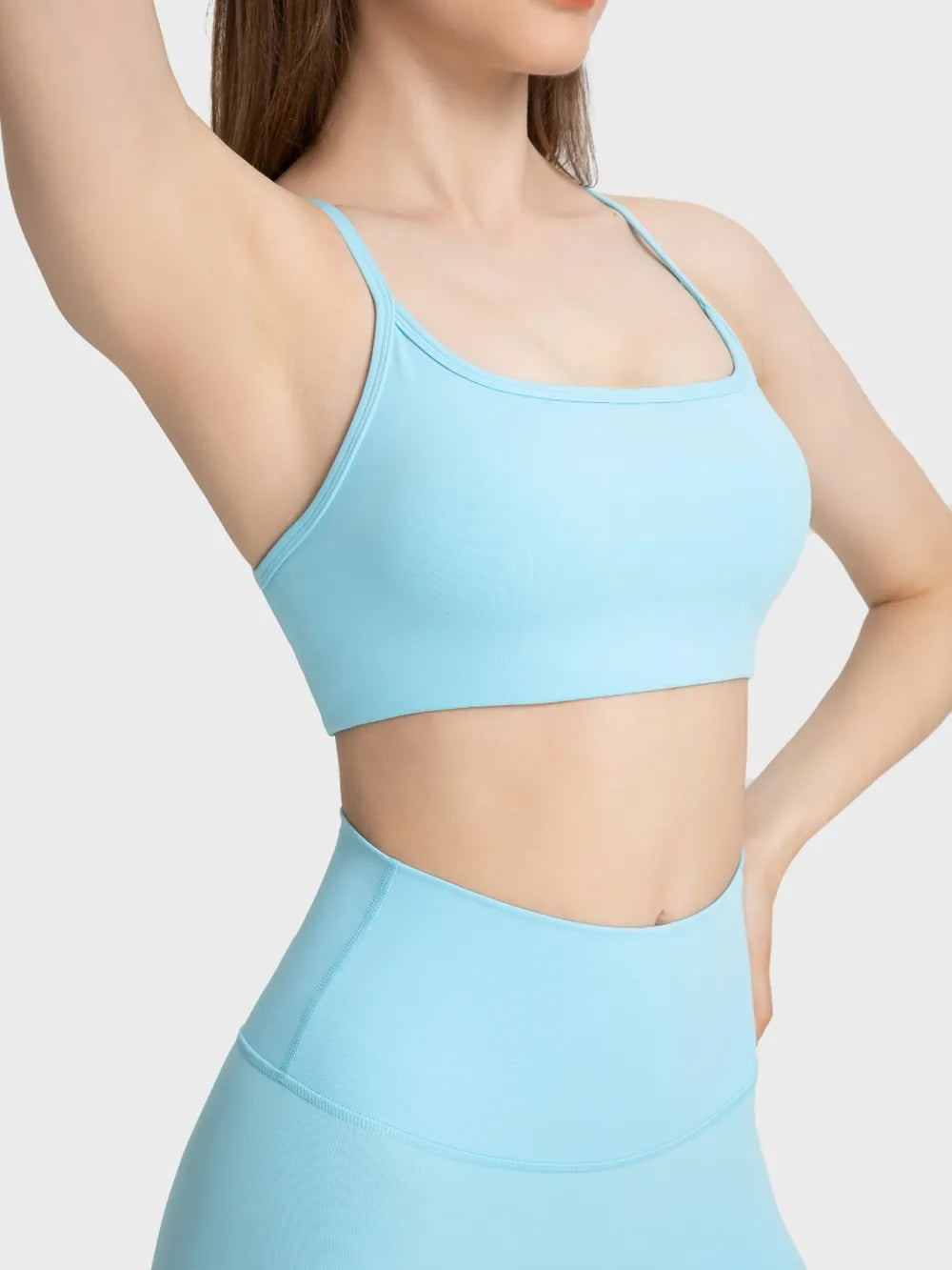 Millennia Crisscross Back Scoop Neck Active Cami with Detachable Chest Pads - cas7m