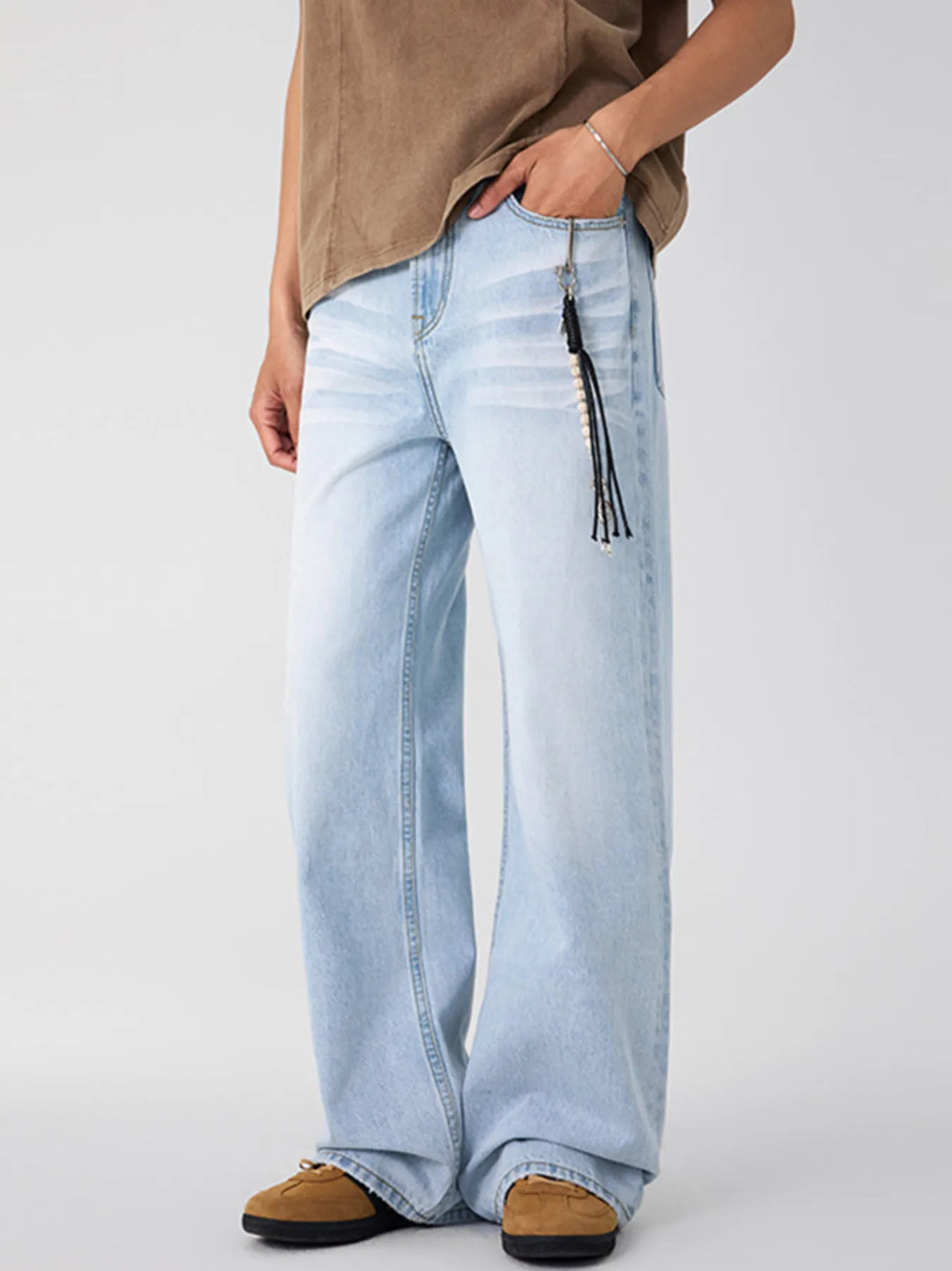 Men's Wash Wide Leg Jeans - cas7m