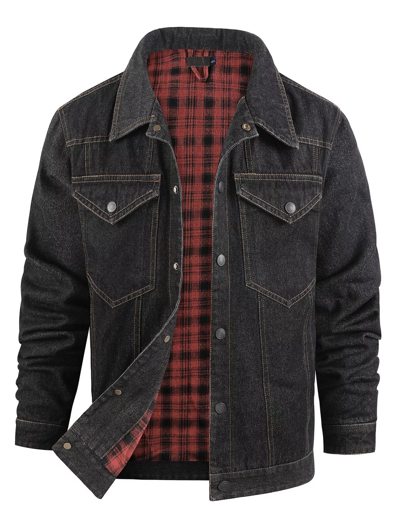 Men's Casual Snap Down Denim Jacket - cas7m
