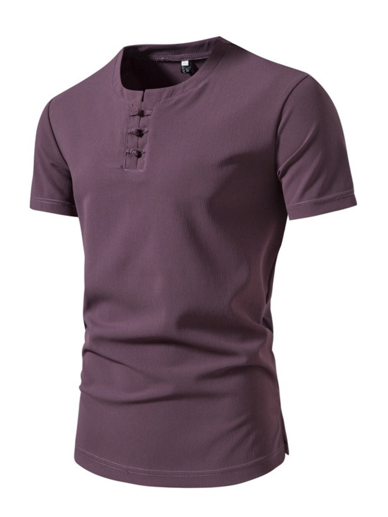 Men's Plus Size Casual Button Henley T-Shirt - cas7m
