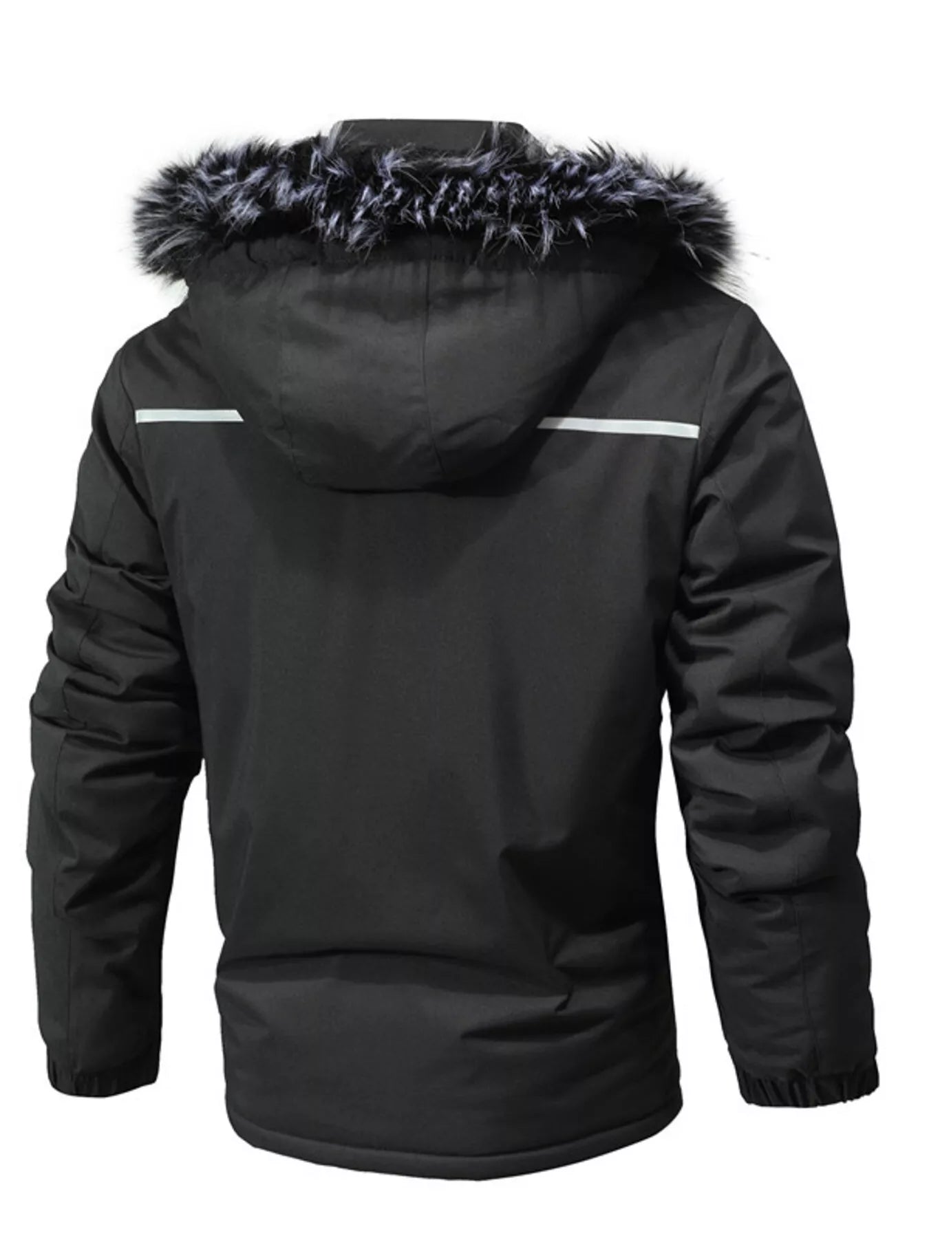 Men's Plus Size Fur Hooded Winter Parka Coat - cas7m