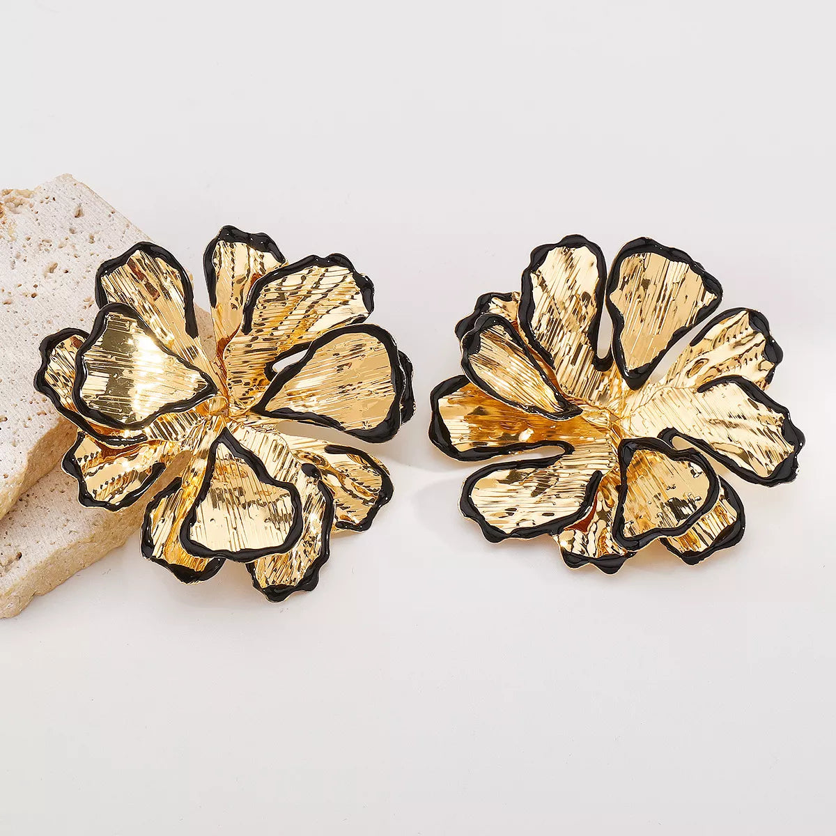 18K Gold-Plated Flower Stud Earrings - cas7m