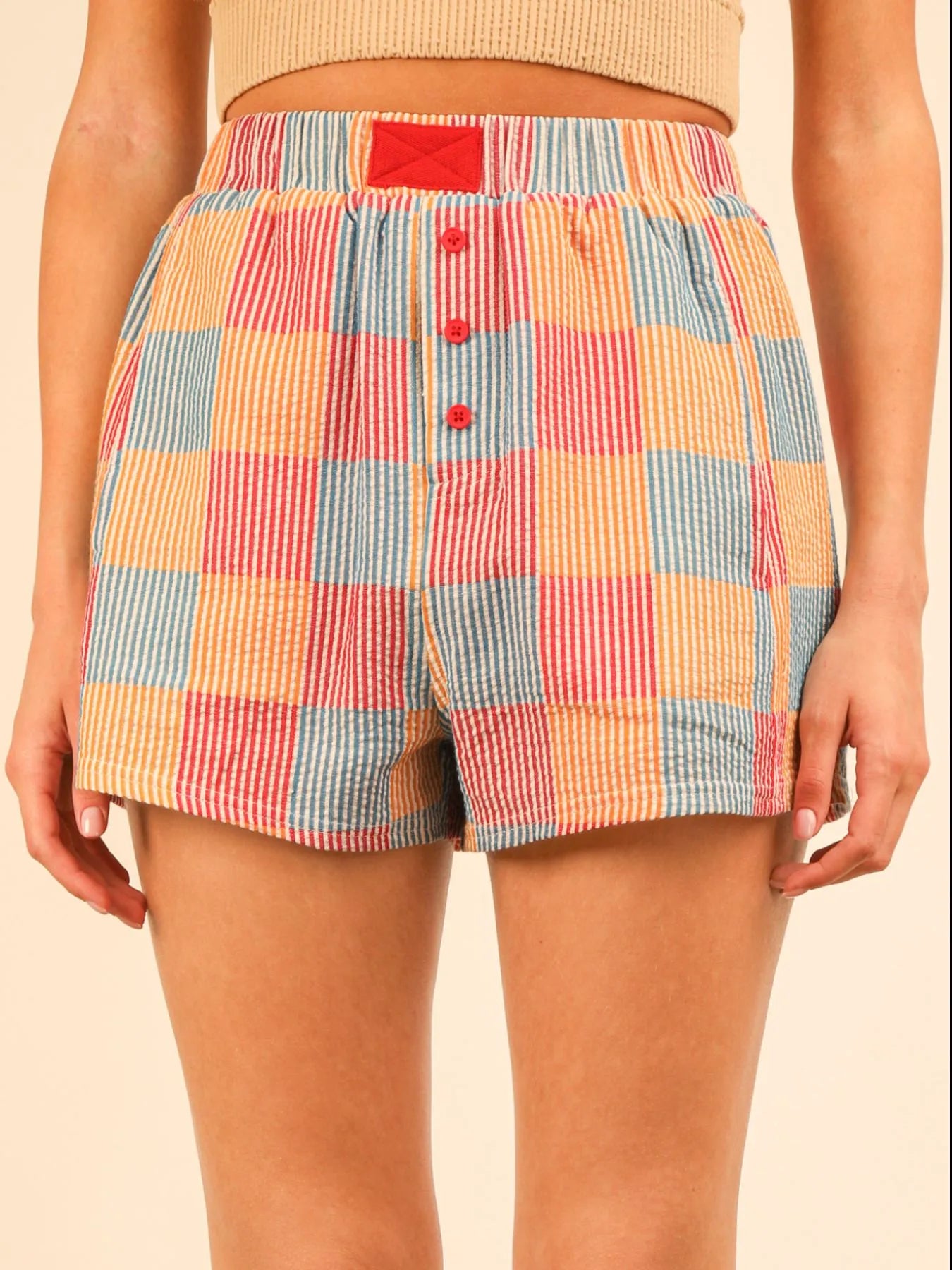 Striped High-Waist Shorts - cas7m