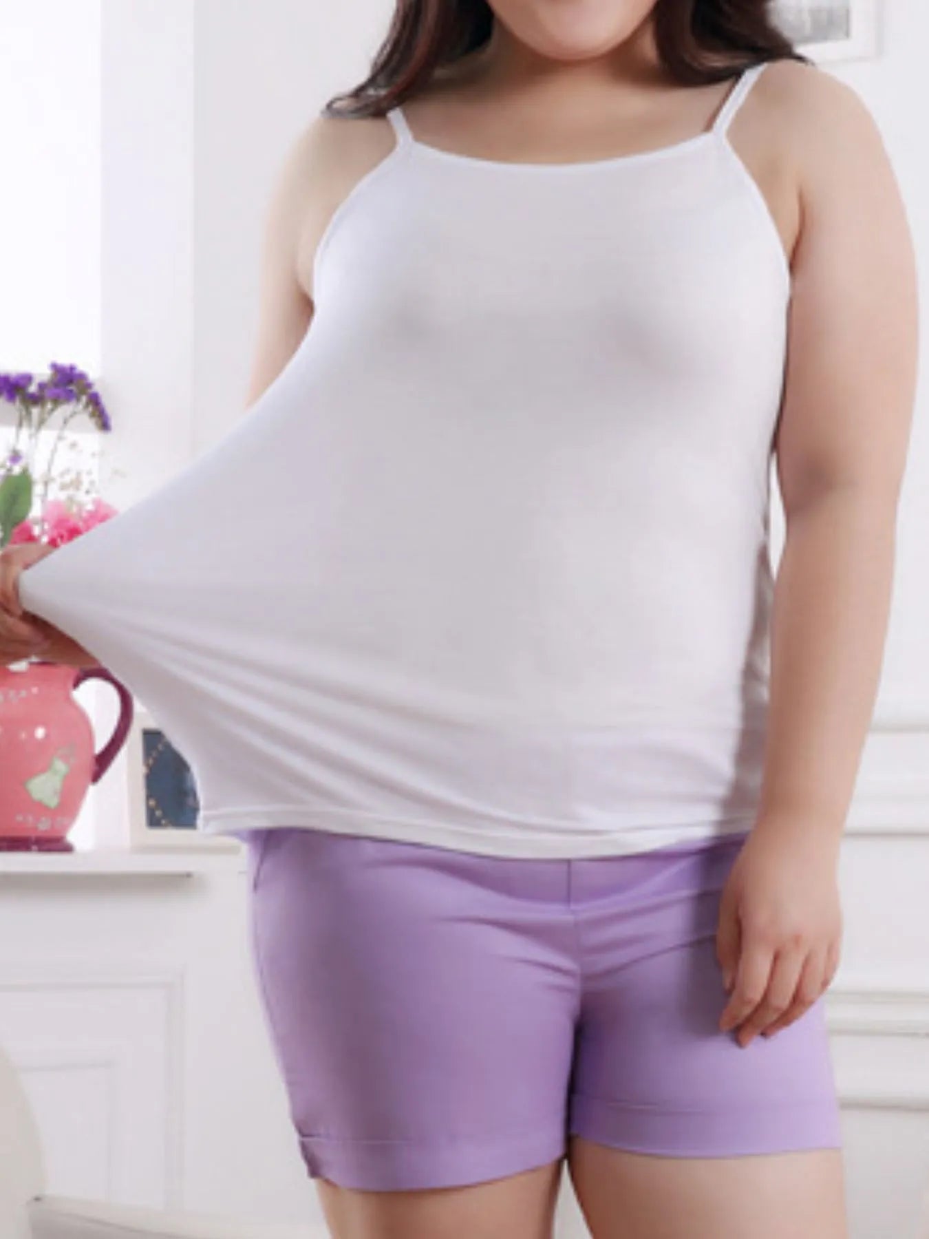 Solid Color Scoop Neck Tank Top - cas7m