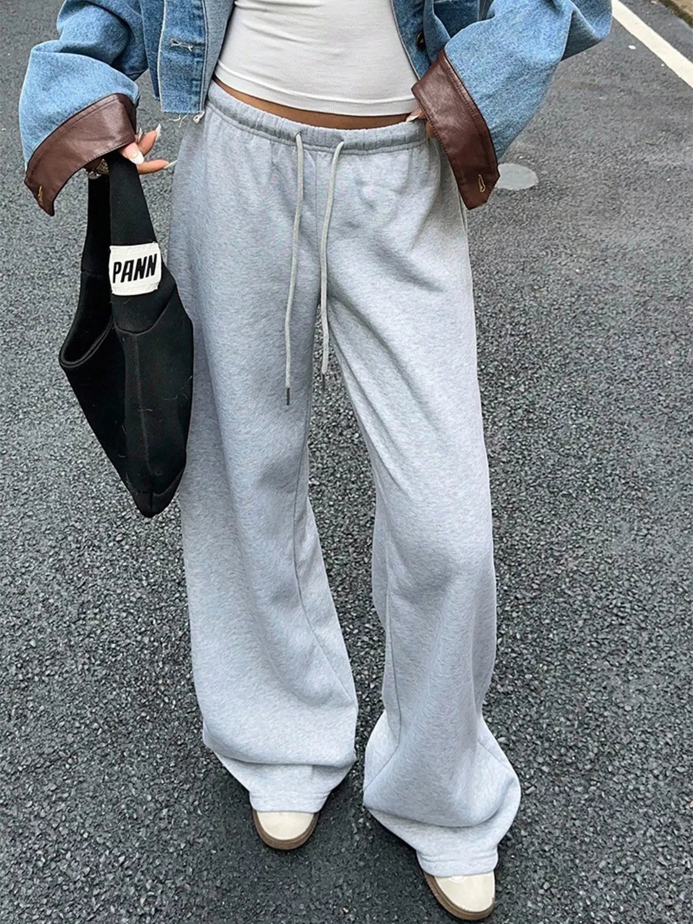 Wide Leg Drawstring Sweatpants - cas7m