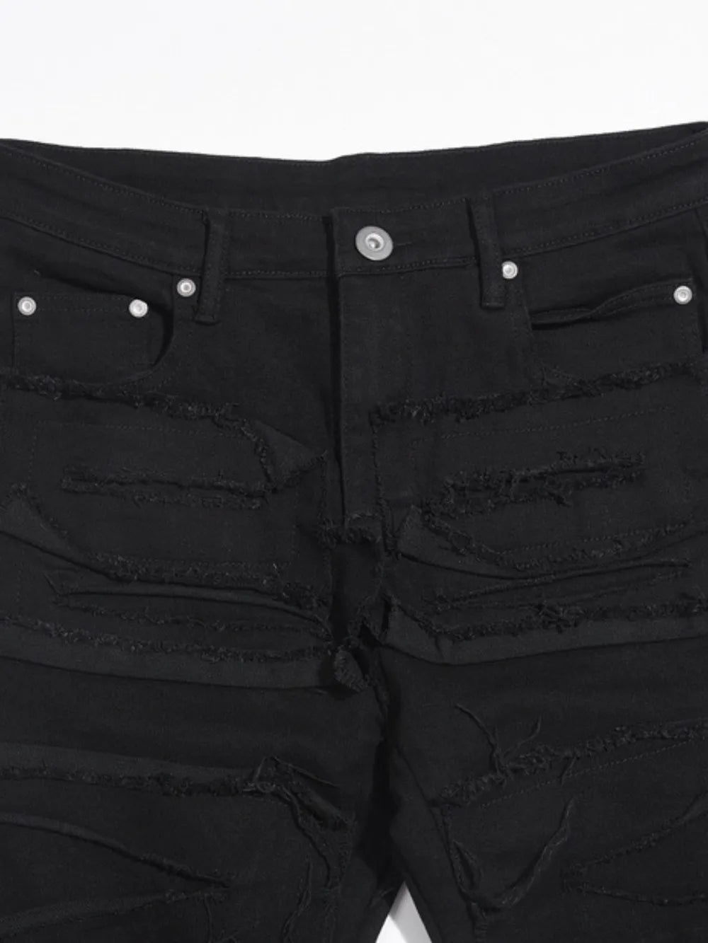 Men's Washed Distressed Panelled Jeans - cas7m