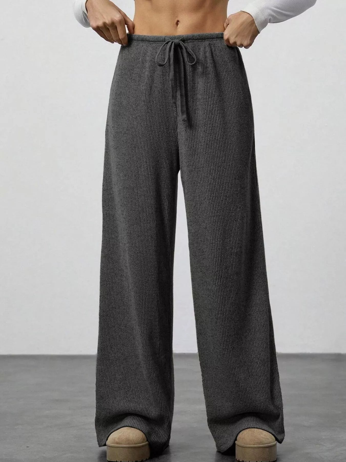 Relaxed Fit Wide Leg Pants - cas7m