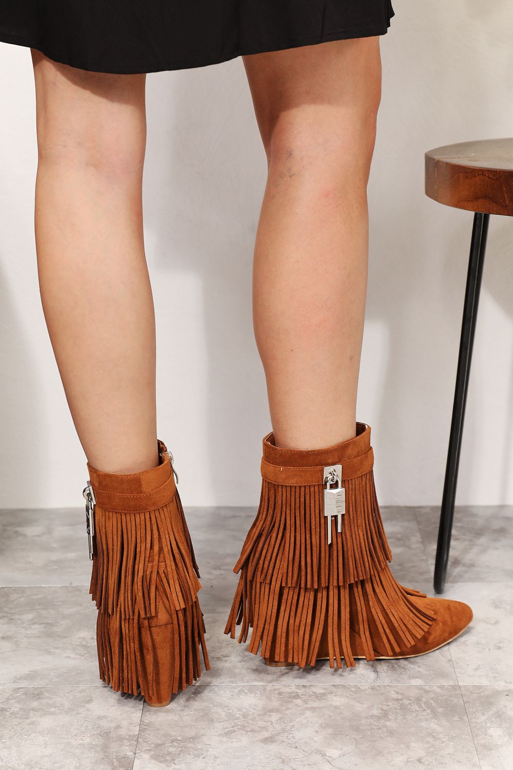 Legend Women's Tassel Wedge Heel Ankle Booties - cas7m