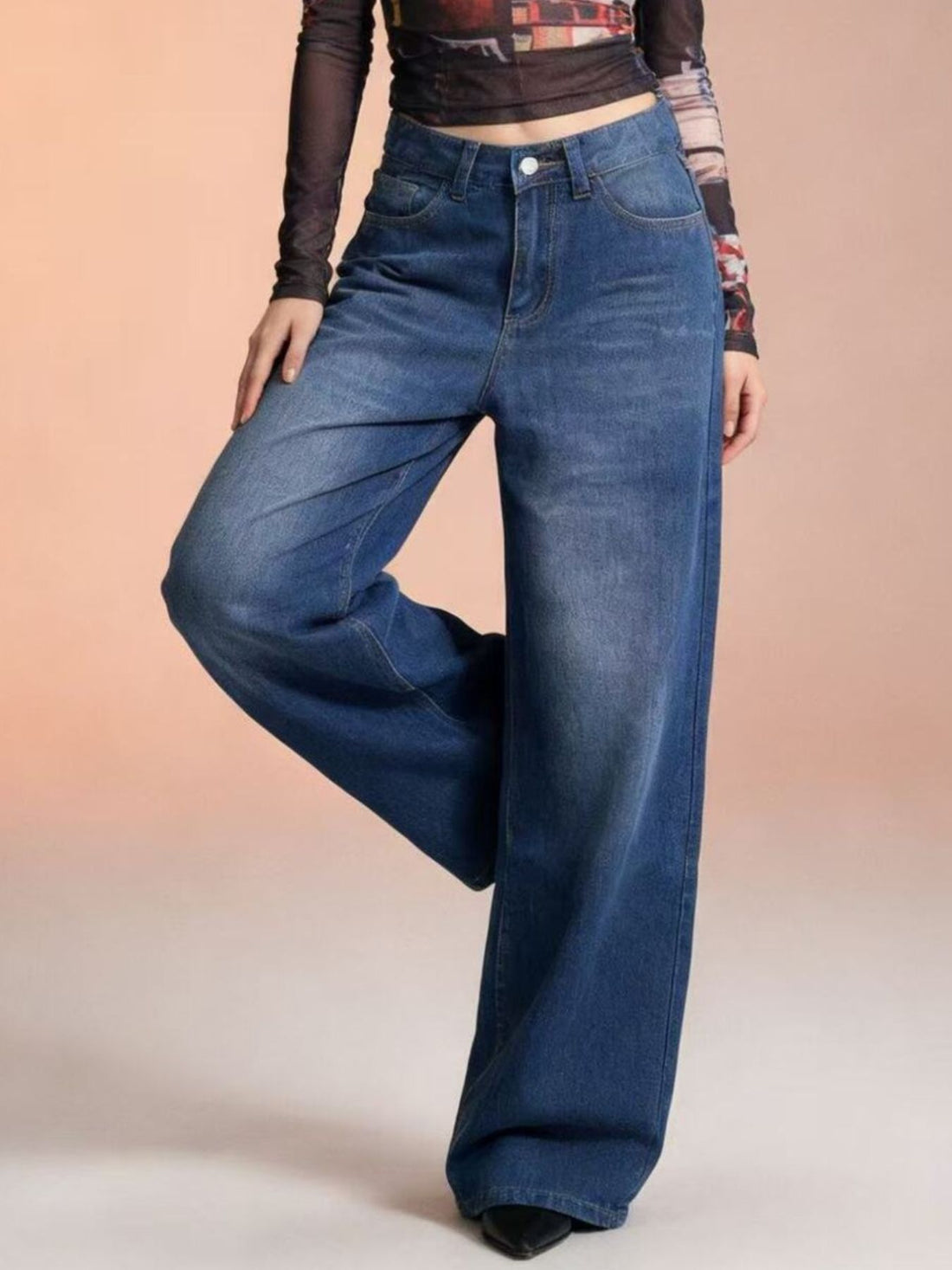 High-Waisted Wide Leg Jeans - cas7m