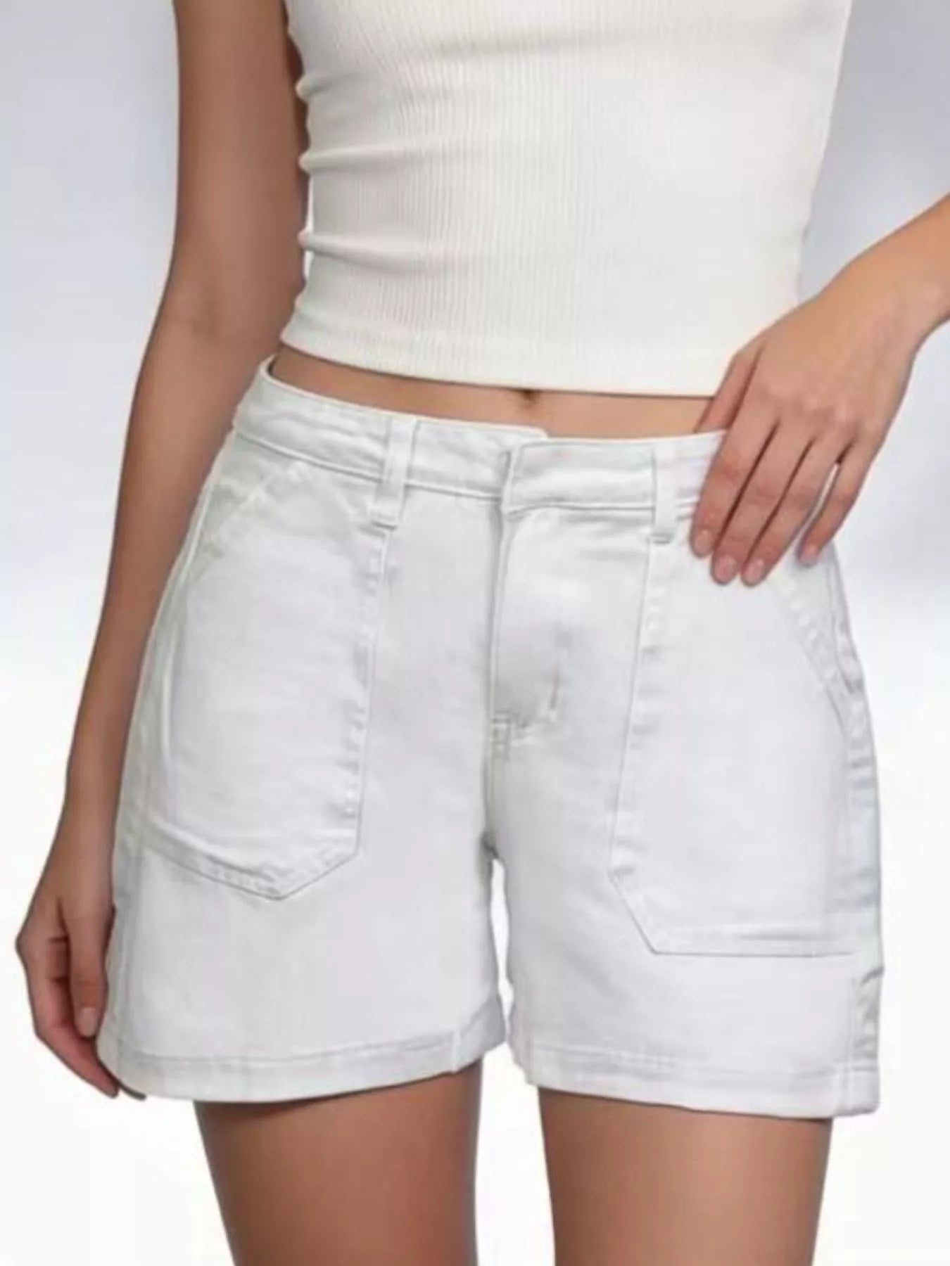 Pocketed Denim Shorts - cas7m