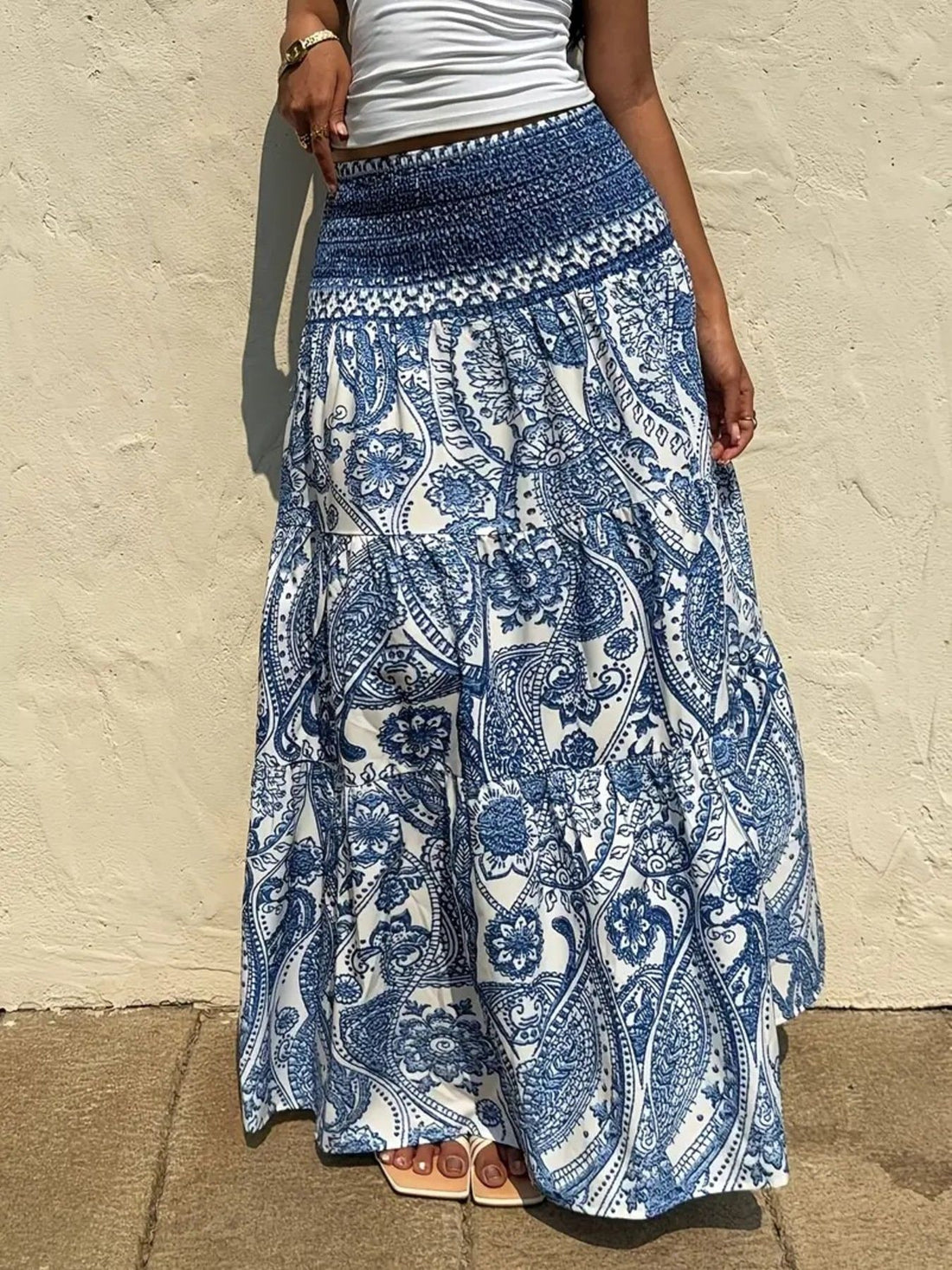 Paisley Print Maxi Skirt - cas7m