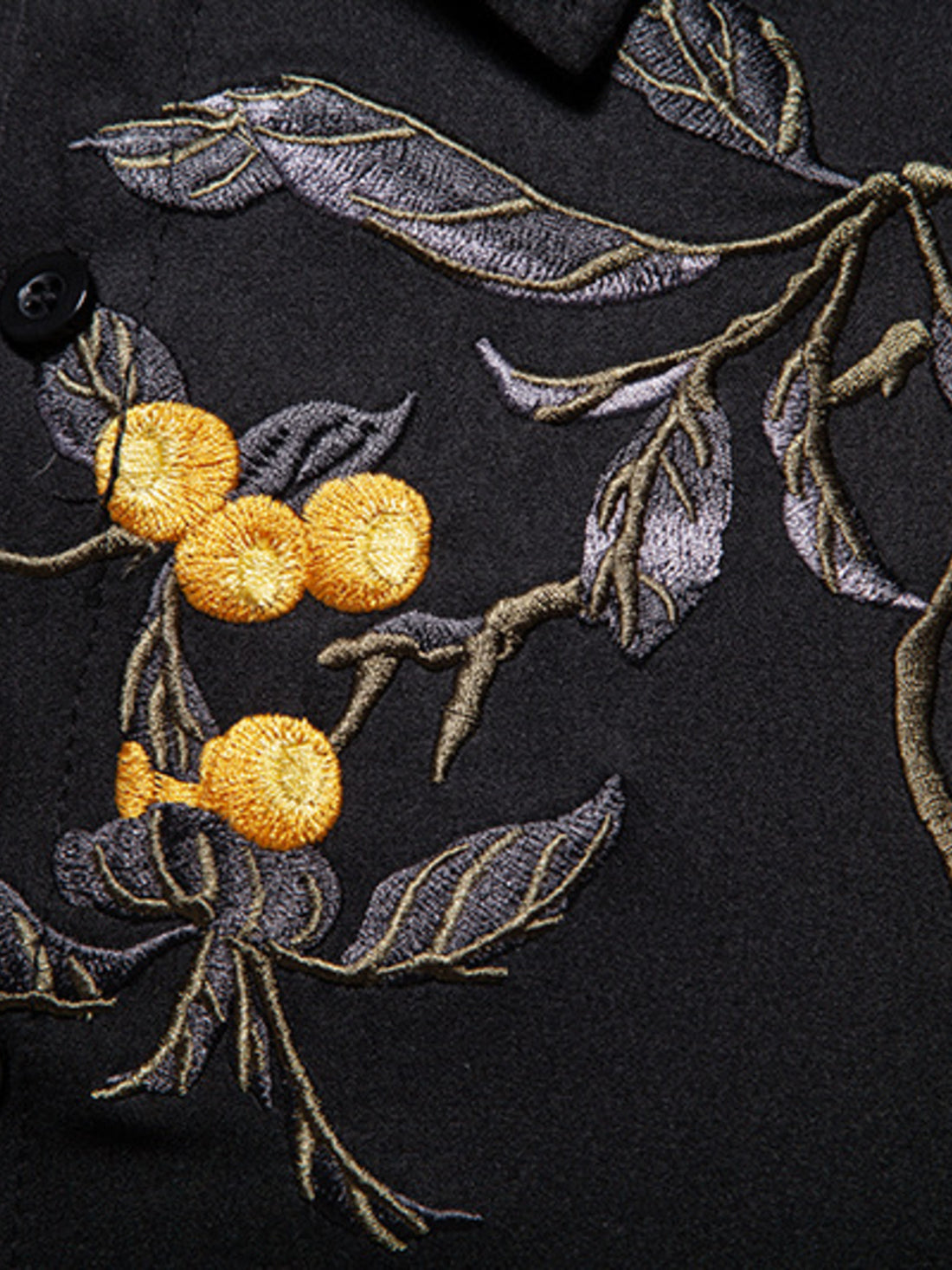 Men's Embroidered Floral Long Sleeve Shirt - cas7m
