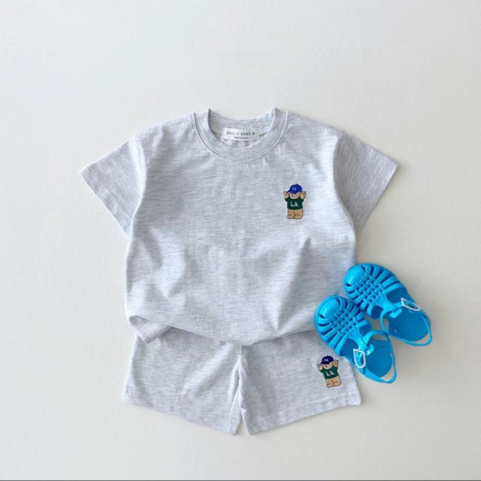 Children's Cotton Casual Bear Short Sleeve Suit - cas7m