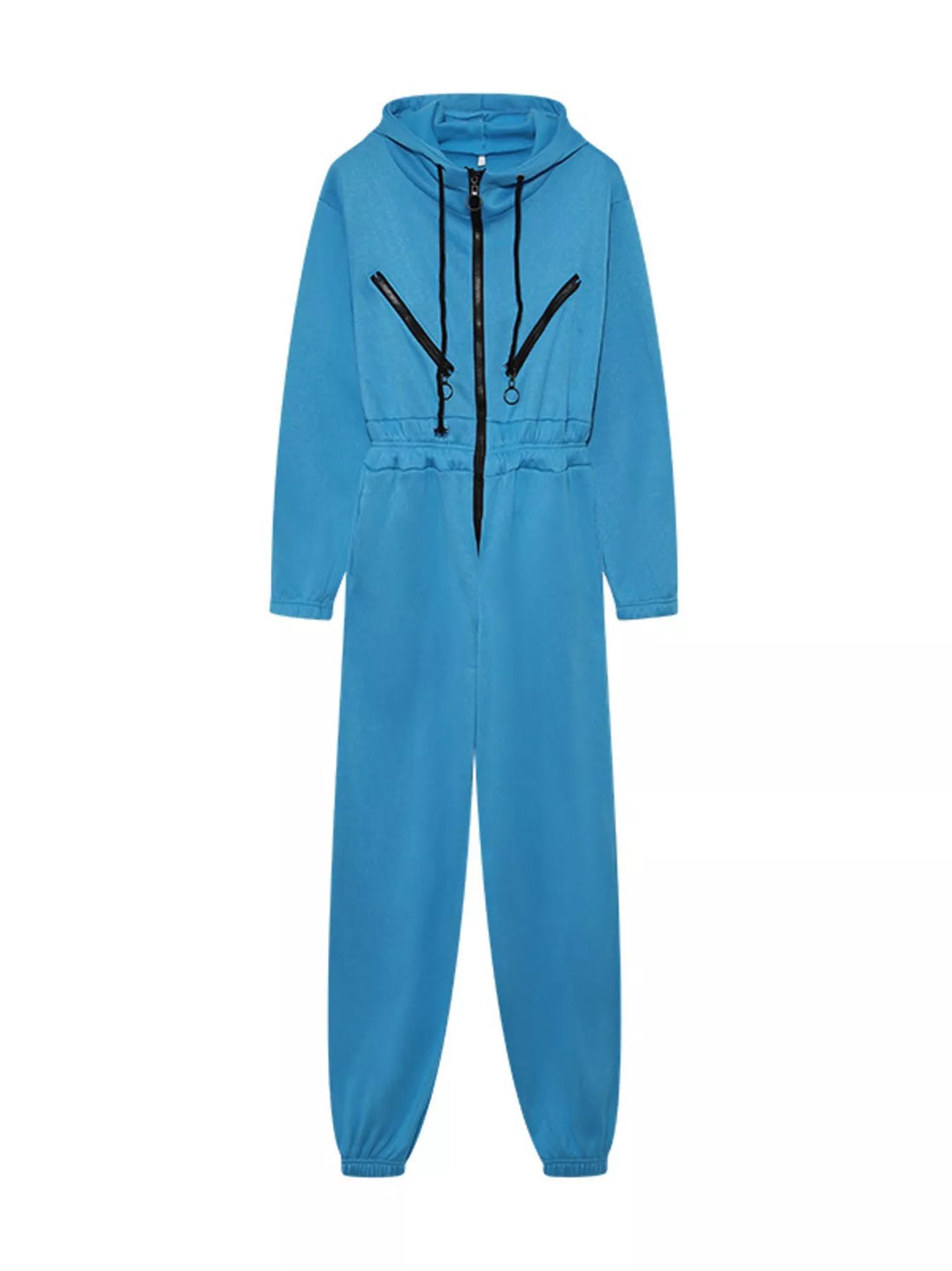 Hooded Zip-Up Long Sleeve Jumpsuit - cas7m