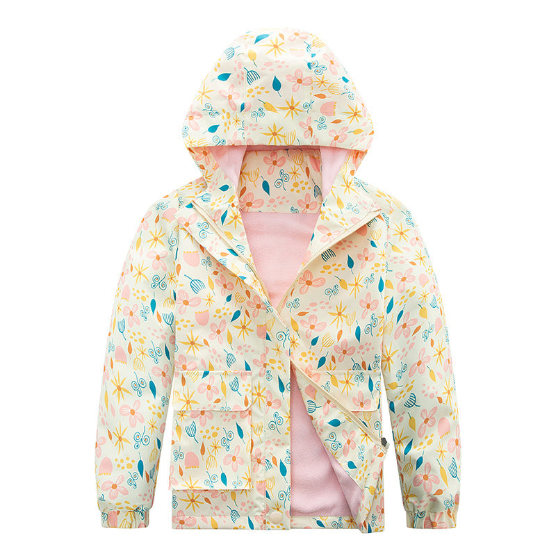 Kids' Coat Windproof Waterproof Jacket Fleece-lined Camouflage Clothing - cas7m