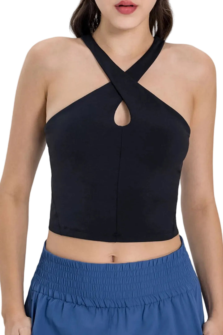 Millennia Crisscross Grecian Neck Active Cami - cas7m