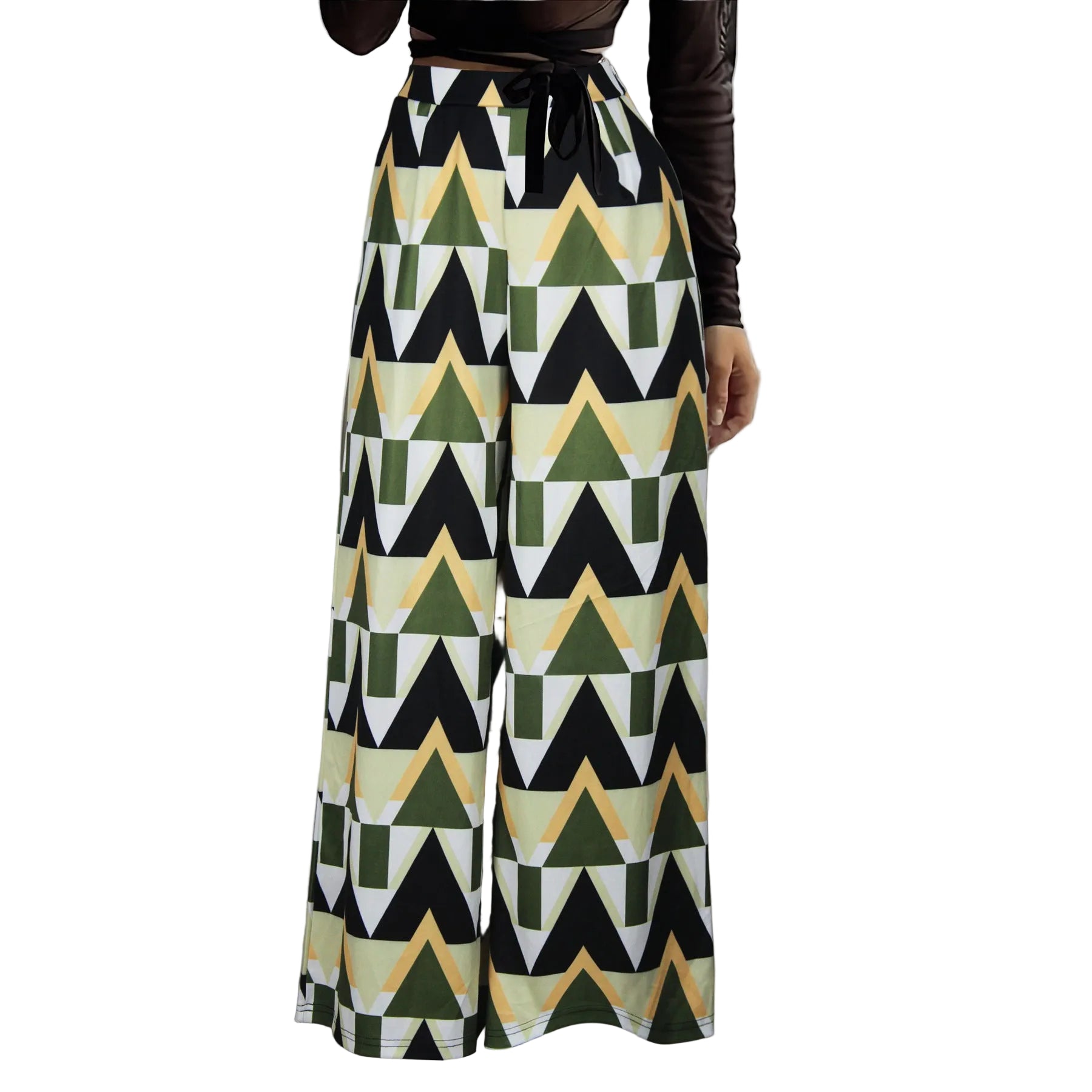 Loose High Waist Wide Leg Printed Straight Casual Pants - cas7m